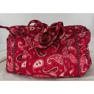 Vera Bradley XL Mesa Red Paisley Double Strap Duffel Bag